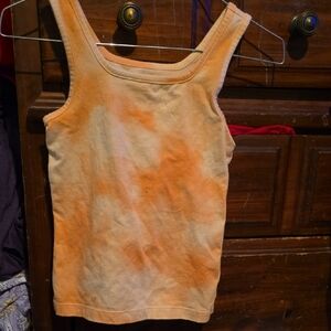 !!. Girls S(6-7)  Tank Top - Orange and Cream